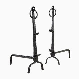 Wrought Iron Andirons, France, 18th Century, Set of 2-ERF-2040544