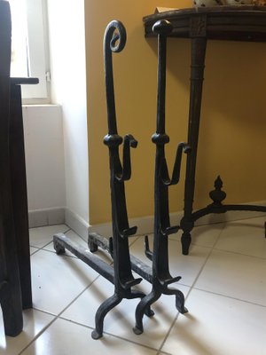 Wrought Iron Andirons, Set of 2-TEP-1234667