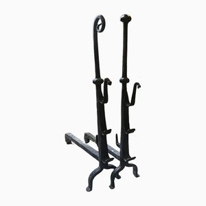 Wrought Iron Andirons, Set of 2-TEP-1234667