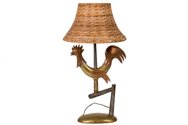 Wrought Iron Bird Table Lamp, 1940s-VRR-570512