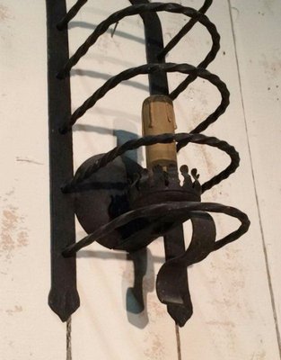 Wrought Iron Cage Wall Lights, 1950s, Set of 2-BA-1365640