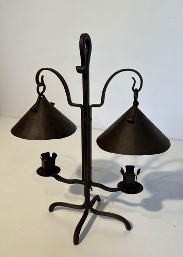 Wrought Iron Candelabra with 2 Lights, 1950s