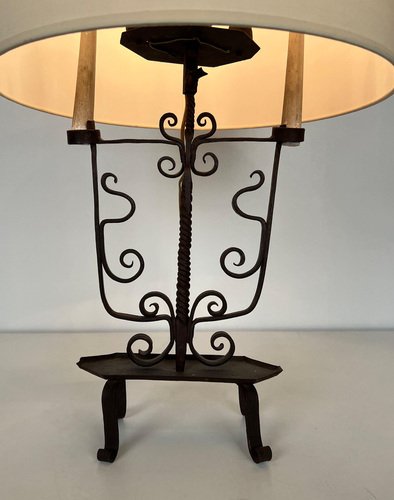 Wrought Iron Candelabra with 6 Lights, 1950s