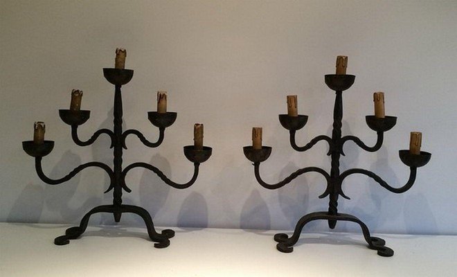 Wrought Iron Candelabras, Set of 4-BA-1365625