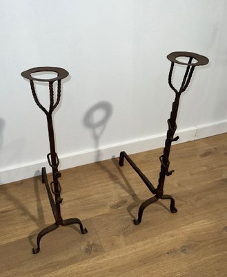 Wrought Iron Candle Stands, 1700s, Set of 2-BA-1776477