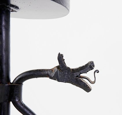 Wrought Iron Candleholder with Dragon Decoration-NYF-2019204