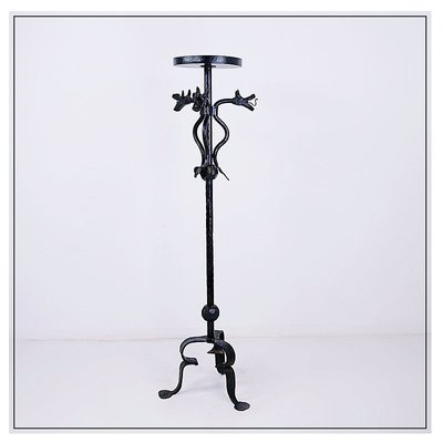 Wrought Iron Candlestick with Dragon Decoration, 1950s-JG-1775428