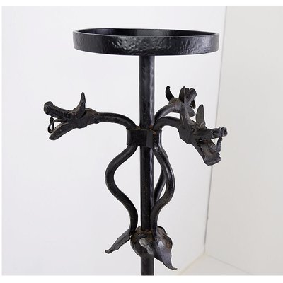 Wrought Iron Candlestick with Dragon Decoration, 1950s-JG-1775428