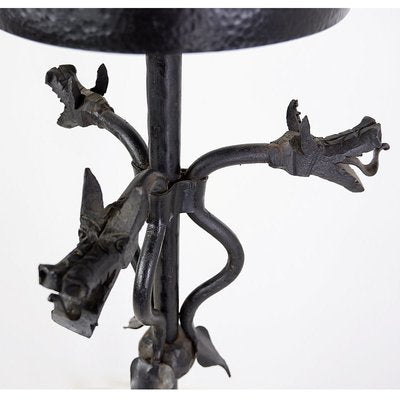 Wrought Iron Candlestick with Dragon Decoration, 1950s-JG-1775428