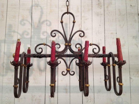 Wrought Iron Chandelier, 1920s-BA-1365676