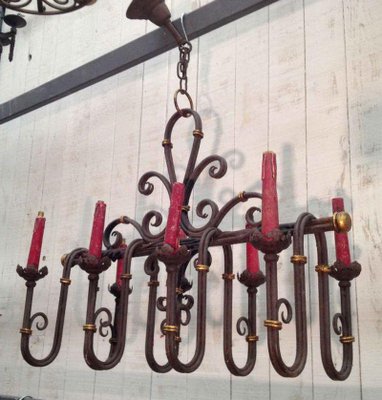 Wrought Iron Chandelier, 1920s-BA-1365676