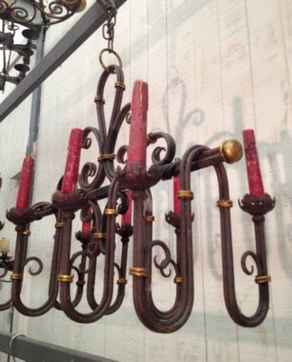 Wrought Iron Chandelier, 1920s-BA-1365676