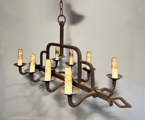 Wrought Iron Chandelier, 1940s-BA-1619807