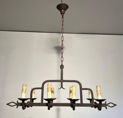 Wrought Iron Chandelier, 1940s-BA-1619807