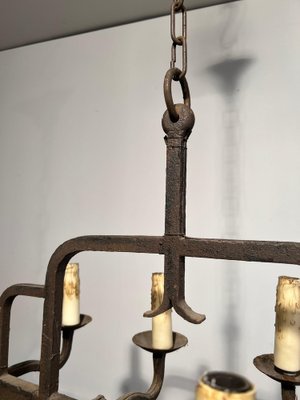 Wrought Iron Chandelier, 1940s-BA-1619807