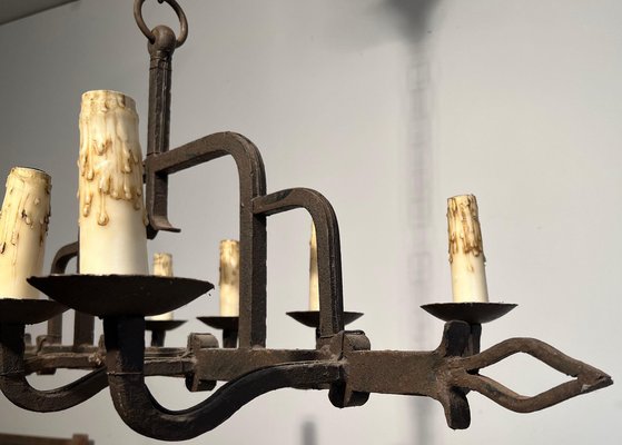 Wrought Iron Chandelier, 1940s-BA-1619807