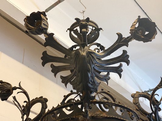 Wrought Iron Chandelier, 1940s-NPC-1325162