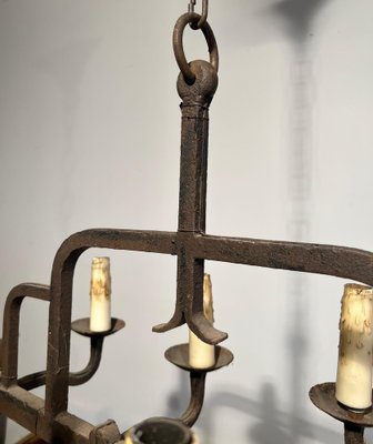 Wrought Iron Chandelier, 1940s-BA-1619807