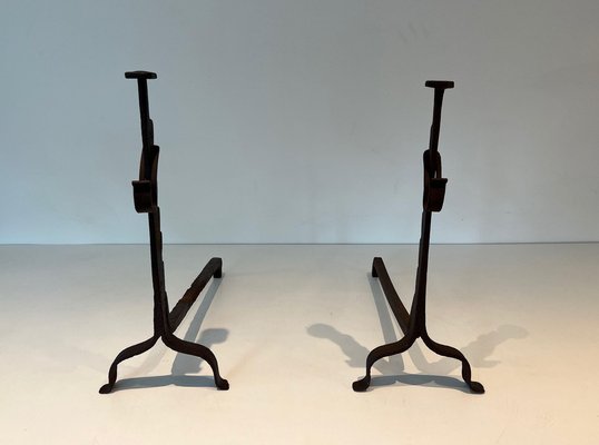 Wrought Iron Chenets, 1890s, Set of 2-BA-1776476