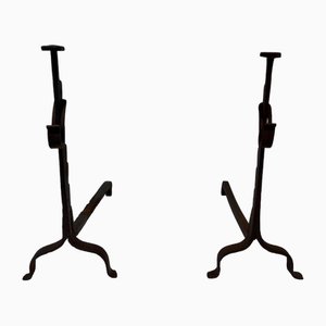 Wrought Iron Chenets, 1890s, Set of 2-BA-1776476