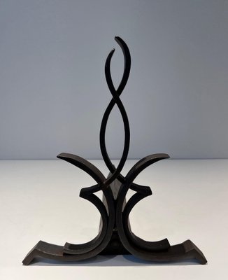 Wrought Iron Chenets by Raymond Subes, 1940s, Set of 2-BA-1481504