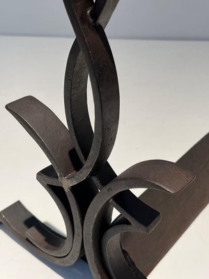 Wrought Iron Chenets by Raymond Subes, 1940s, Set of 2-BA-1481504