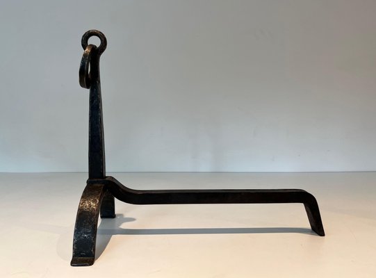 Wrought Iron Chenets in the style of Jacques Adnet, 1950s, Set of 2-BA-1786672