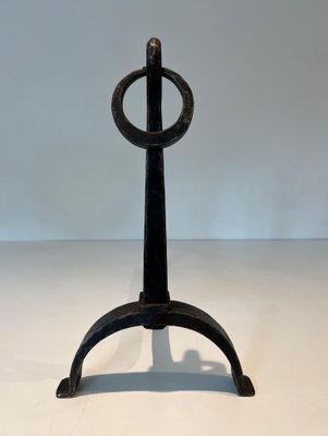 Wrought Iron Chenets in the style of Jacques Adnet, 1950s, Set of 2-BA-1786672