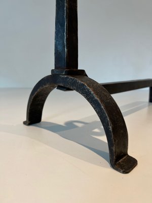 Wrought Iron Chenets in the style of Jacques Adnet, 1950s, Set of 2-BA-1786672