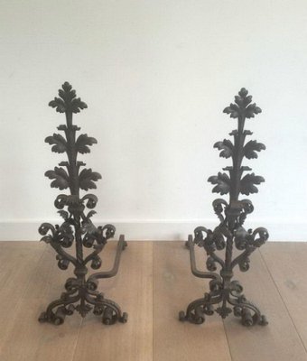 Wrought Iron Chenets, Set of 2-BA-1365572