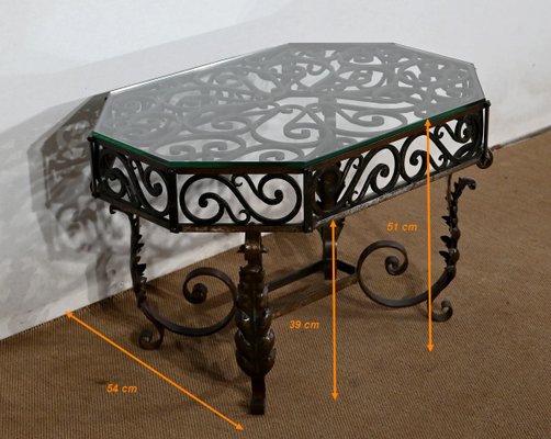 Wrought Iron Coffee Table, 1930s-RVK-1407423