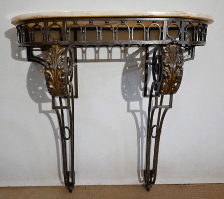 Wrought Iron Console Table, 1930s-RVK-1407445