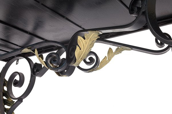 Wrought Iron Console with Golden Acantho Leaves, 1950s-JCN-1702259