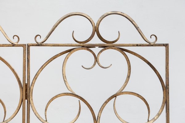 Wrought Iron Decorative Gilt Folding Screen, Italy, 1950s-KL-1113733