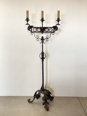 Wrought Iron Floor Candleholder, 1900s-NPC-1818696