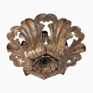 Wrought Iron Flower Ceiling Lamp, 1940s-XSG-968807