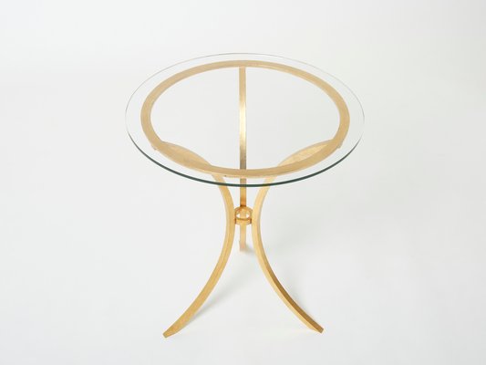 Wrought Iron Glass Table from Roger Thibier Gueridon, 1960s-YJA-1362269