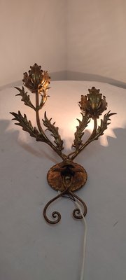 Wrought Iron Gold Leaf Wall Light. France, 1970s-RGF-1362092