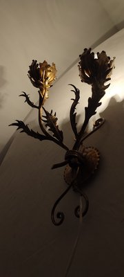 Wrought Iron Gold Leaf Wall Light. France, 1970s-RGF-1362092