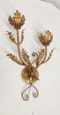 Wrought Iron Gold Leaf Wall Light. France, 1970s-RGF-1362092