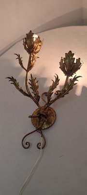 Wrought Iron Gold Leaf Wall Light. France, 1970s-RGF-1362092