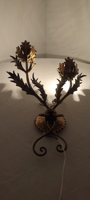 Wrought Iron Gold Leaf Wall Light. France, 1970s-RGF-1362092