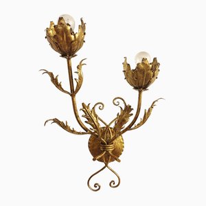 Wrought Iron Gold Leaf Wall Light. France, 1970s-RGF-1362092