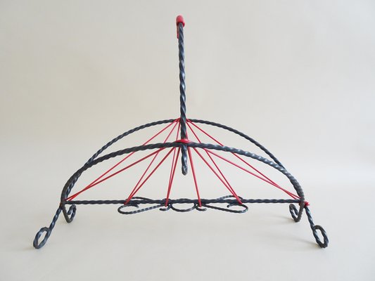 Wrought Iron Magazine Rack with String Design, 1950s-BLG-951985