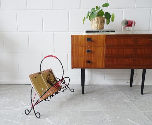 Wrought Iron Magazine Rack with String Design, 1950s-BLG-951985