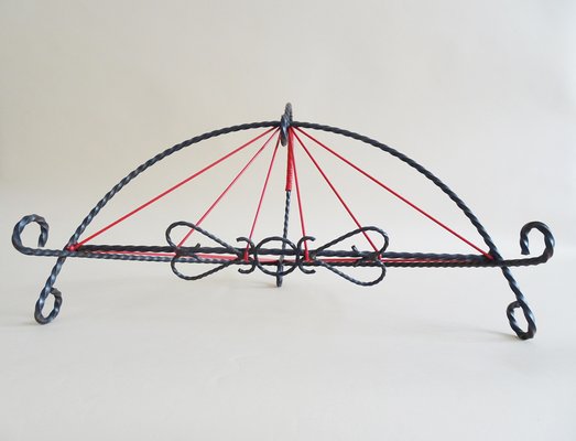 Wrought Iron Magazine Rack with String Design, 1950s-BLG-951985