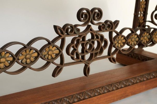 Wrought Iron & Mahogany Console Table, 1950s-CEJ-488328