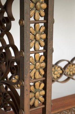 Wrought Iron & Mahogany Console Table, 1950s-CEJ-488328