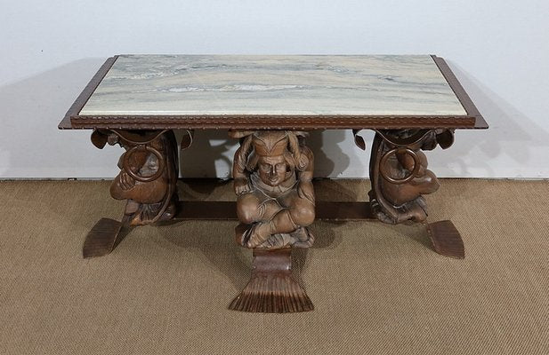 Wrought Iron & Marble Coffee Table by J.M Rothschild, 1950-RVK-1179137