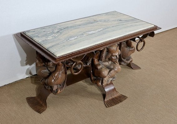 Wrought Iron & Marble Coffee Table by J.M Rothschild, 1950-RVK-1179137